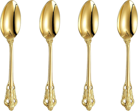 KEAWELL Luxury 6.3" Teaspoons, 18/10 Stainless Steel, Gorgeous Small Spoons, Stirring, Mixing, Sugar, Cake, Dessert Spoons, Mini Antipasto spoons (Gold)