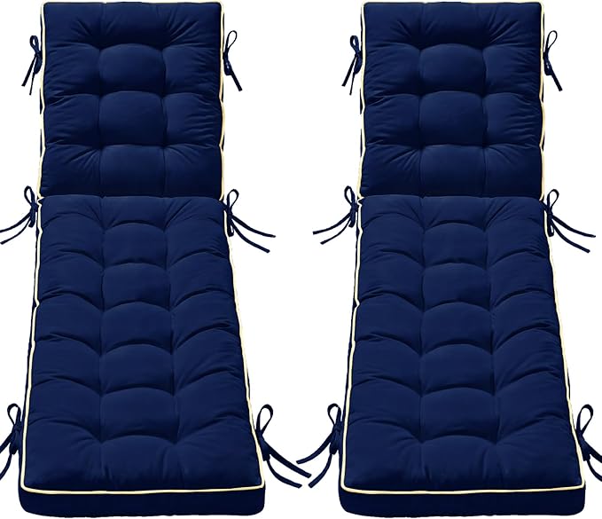 2 Pack 80x26 Inch Folding Chaise Lounge Cushion Quick Dry by AMCATON