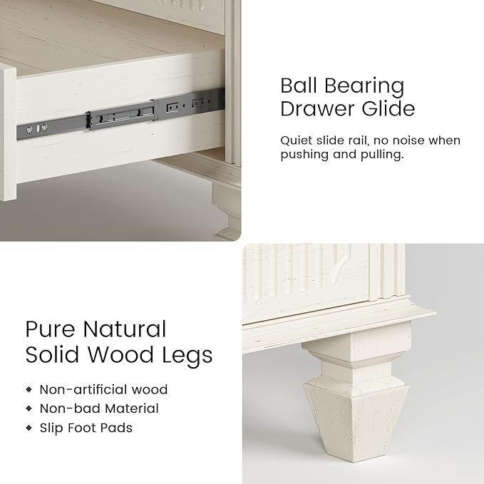 25.6'' Wide Bedside Table with 3 Drawers & Pull-out Tray, Smart Night Stand - Image 7