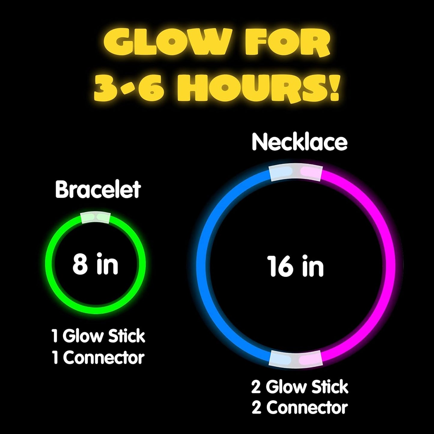 JOYIN 600 Pcs 8" Glowsticks, Halloween Supplies Pack, Bracelets Necklaces, Glow in the Dark Party Favors, Easter, Christmas, Football Party Supplies