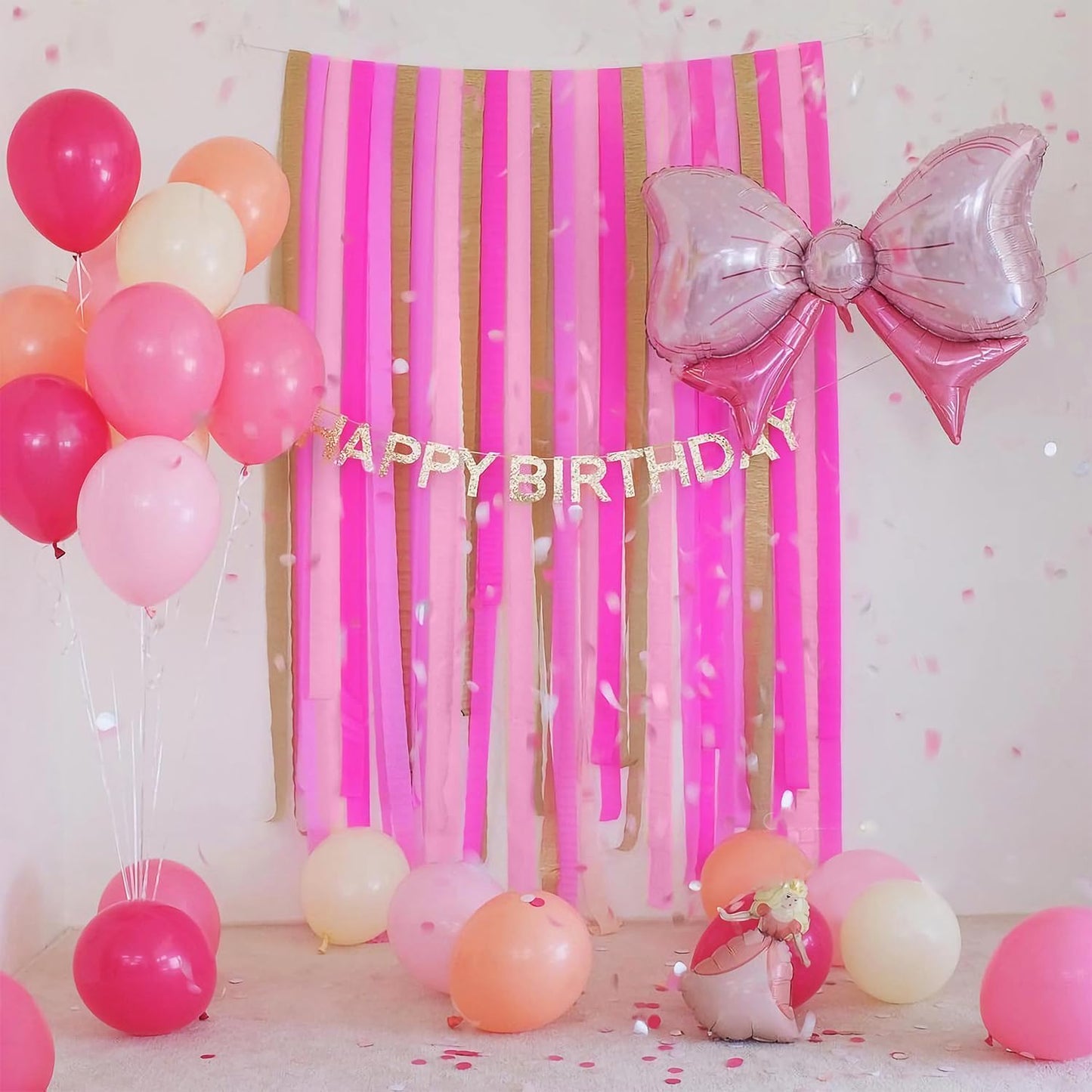 Crepe Paper Streamers 8 Rolls 656ft, Pack of Red, Hot Pink, Peach and White Party Streamers for Bachelorette Girl Birthday Party Baby Shower Reunion Wedding Decorations (1.8Inch x 82Ft/Roll)