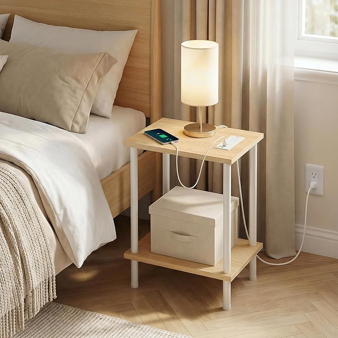 HOOBRO Side Table with Charging Station, End Table with USB Port and Outlet - Image 4