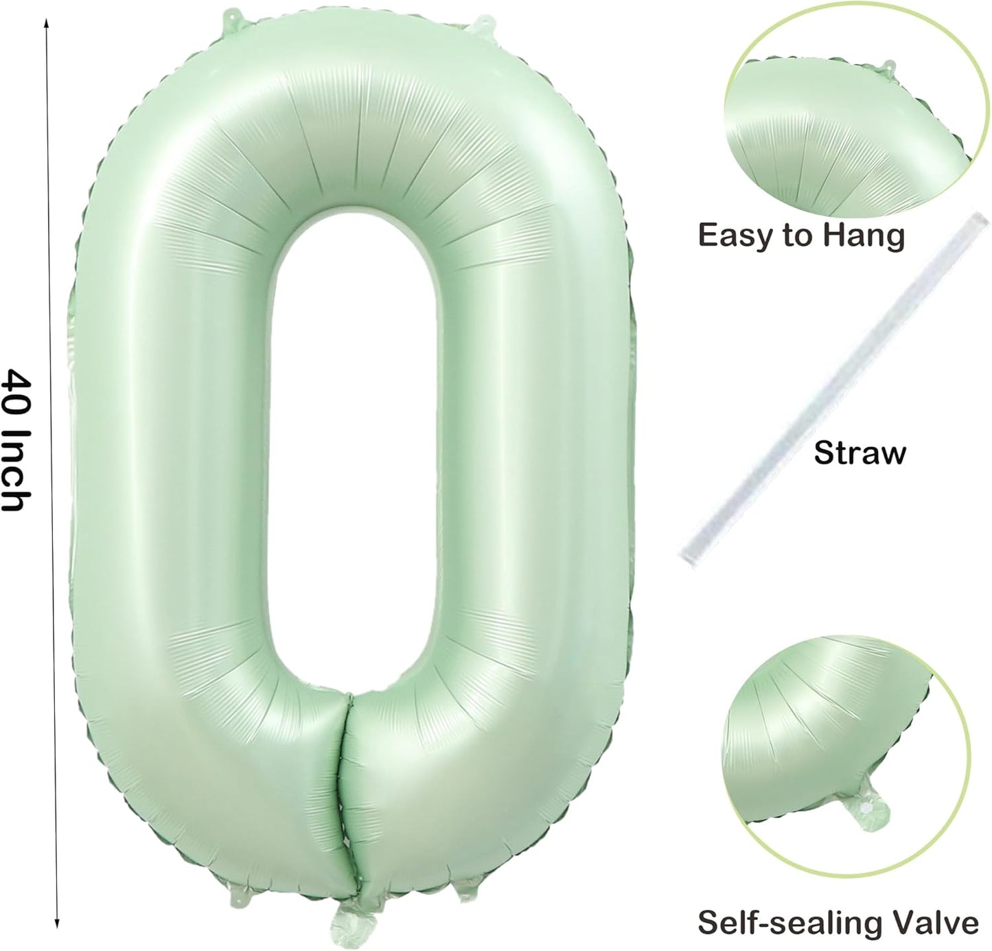 40 Inch Olive Green 0 Number Large Balloon Digital 0 Numbers Big Foil Helium Number Balloons 0-9 Jumbo Happy 10 20 30 50 60 80 Mylar Birthday for Baby Girl Anniversary Party Supplies (Number 0)