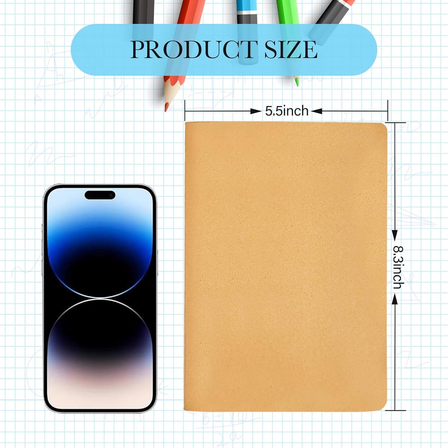 100 Pack Notebooks Bulk, Journaling Kraft Notebooks 5.5 x 8.3 A5 Softcover Notebook for Travelers Students Office Writing Sketch Travel Journal Notepad with 72 Pages 36 Sheets (Brown-Unlined)