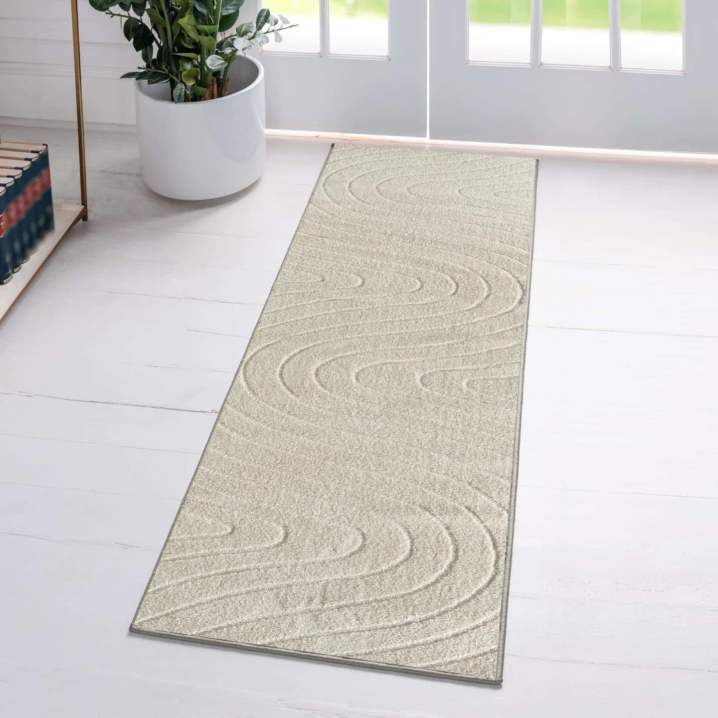 LUXE WEAVERS Modern Geometric Wave Cream 2x8 Area Rug