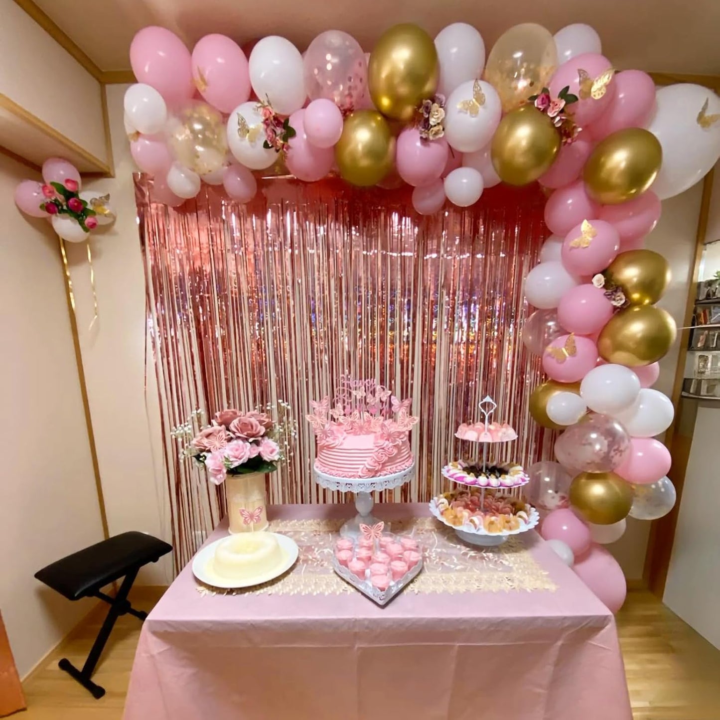 Netnology Pink Gold Confetti Balloons Set, 60Pcs 12 Inch Pink White Metallic Gold and Pink Gold Confetti Latex Balloon for Girls Birthday Baby Shower Bridal Shower Wedding Princess Party Decorations