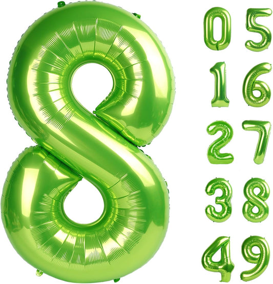 Light Green Foil Number 8 Balloon 40 Inch, Helium Mylar Eight Number 8 18 28 38 48 58 80 88 Birthday Balloons, 8th Light Green Women Men Wedding Anniversary, Graduations Party Supplies