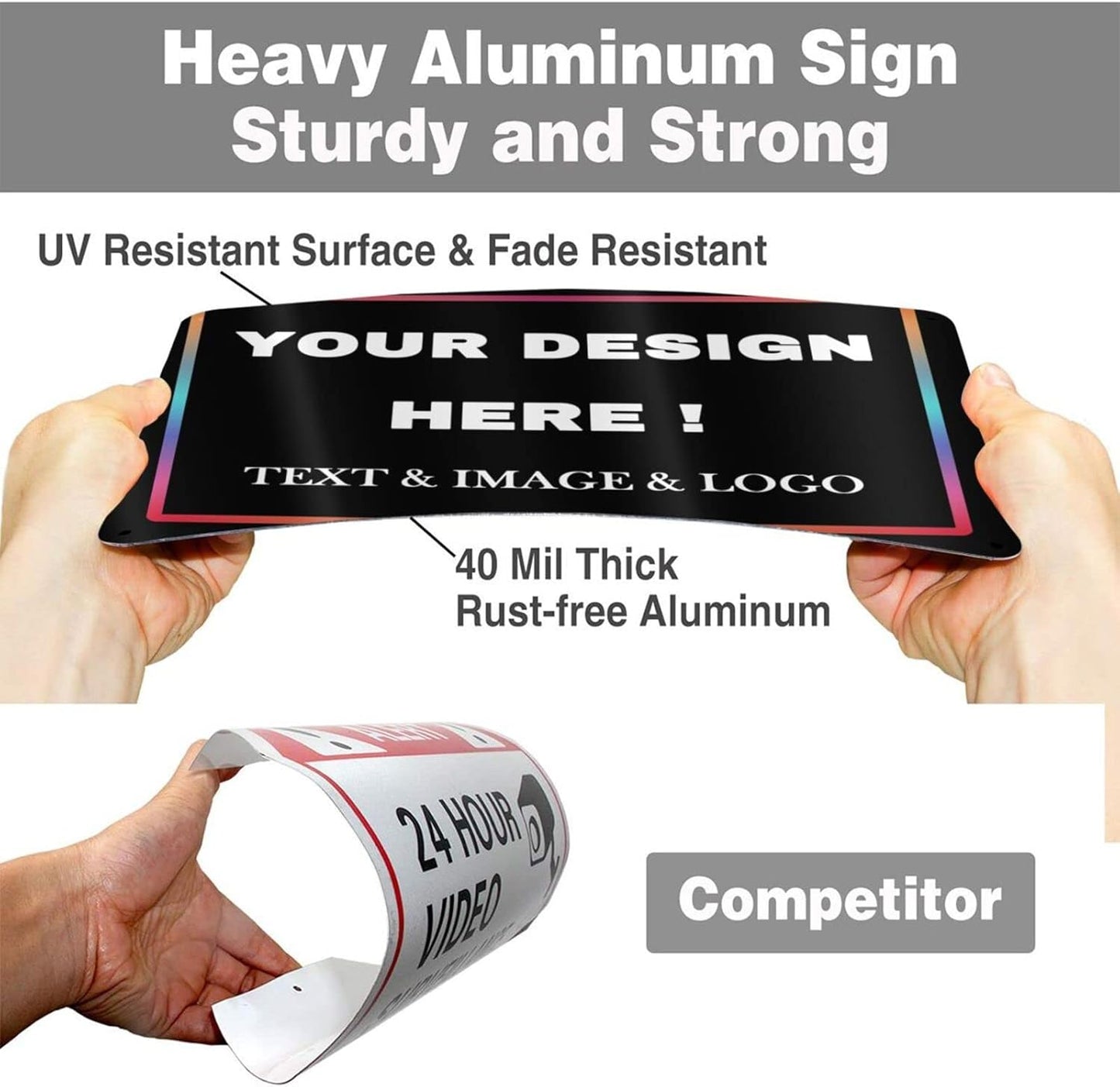 Custom Signs Outdoor Metal Sign - 12 x 8 Customized Personalized Aluminum Signs for Office, Home, Business, Decor, Custom Road Signs, Rust-Proof Sign (Colorful Text Box)