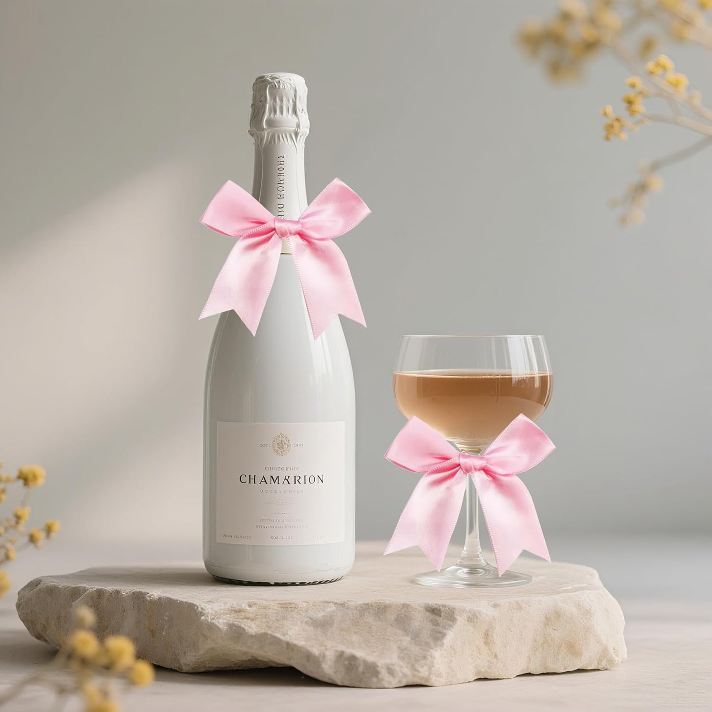 50 Pieces Gift Wrap Bows Premium Satin Ribbon Bows 3.3 Inch Craft Bows for Gift Wrapping DIY Treat Bags Holiday Gifts Bag Party Decorations, Wedding Decor Christmas Birthday Presents (Light Pink)