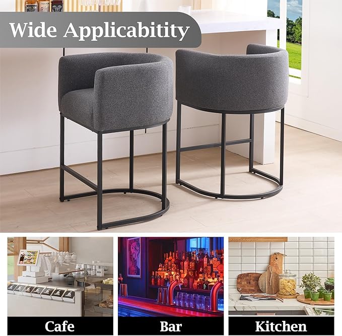 ClinQ 26" H Counter Height Bar Stools Set of 1, Modern Barrel Counter Stools - Image 5