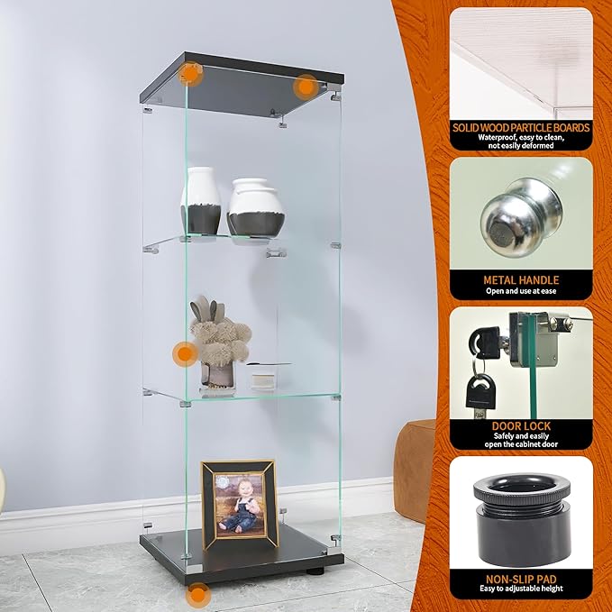 Beauty4U One-Door Glass Display Cabinet, Collection Display, Quick Installation - Image 5