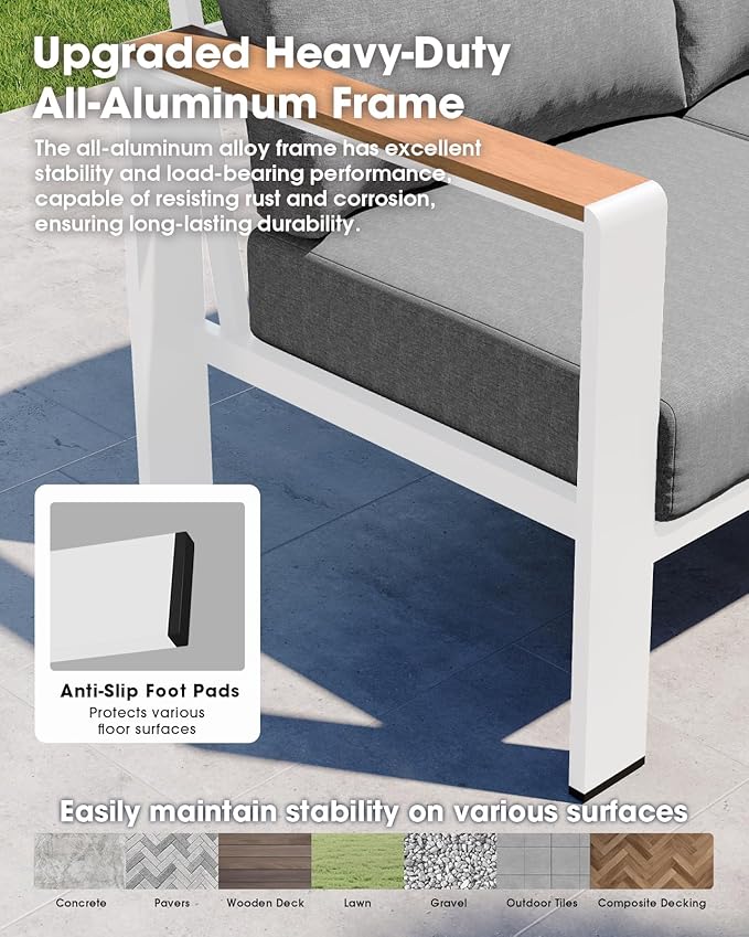 Aluminum Outdoor Patio Furniture Set 8 Seats, Outdoor Sectional Corner Sofa - Image 3