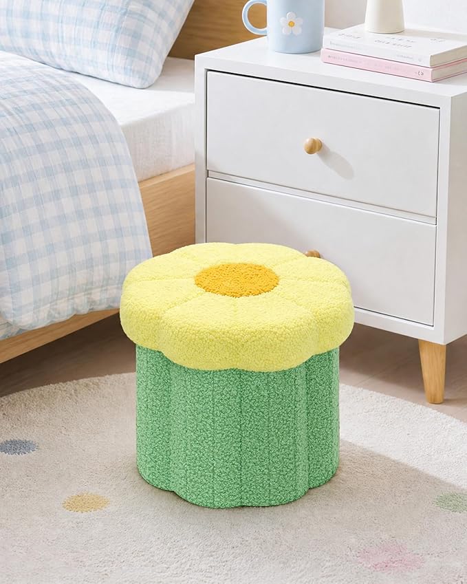 B FSOBEIIALEO Storage Ottoman Foldable, Sunflower Shaped Small Footrest - Image 6