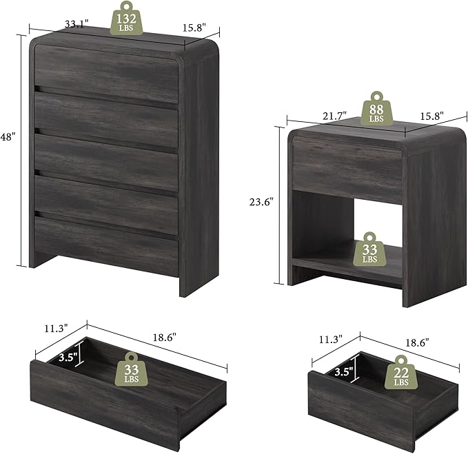 AMERLIFE Modern 3-Piece Bedroom Furniture Set - Image 2