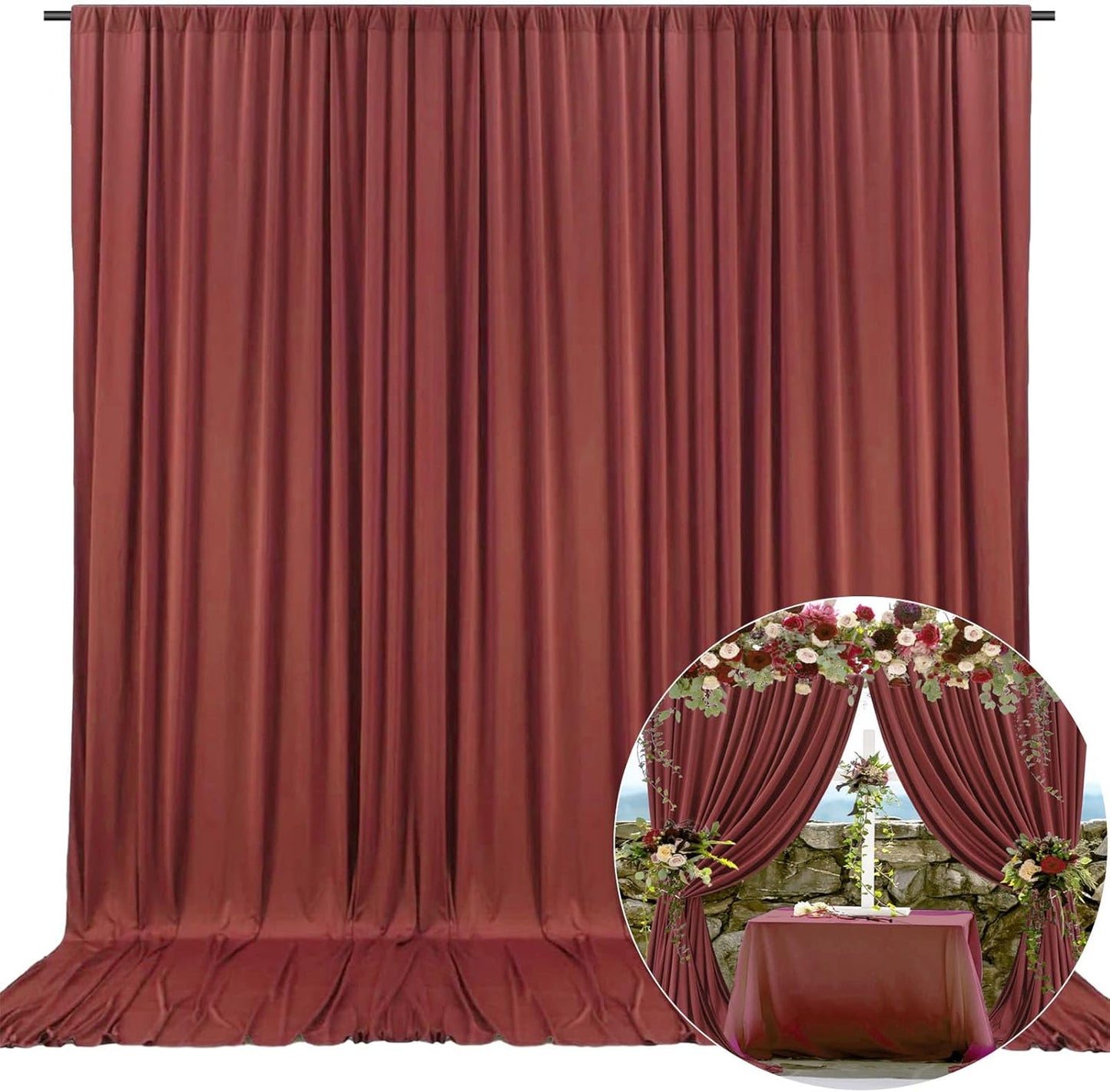 10 x 10 Feet Rust Backdrop Curtain for Partie, Background Curtains for Photoshoot, Birthday, Wedding, Halloween, Thanksgiving, Christmas Day, New Year Party Decorations 5Ft x 10Ft, 2 Panels