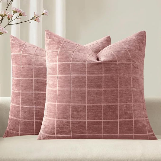 MIULEE Valentines Decorative Chenille Throw Pillow Covers Vintage Plaid Couch by MIULEE