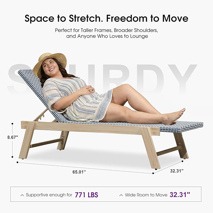 PURPLE LEAF Extra Large Patio Chaise Lounge 2 Pieces French Outdoor Wicker - Image 2