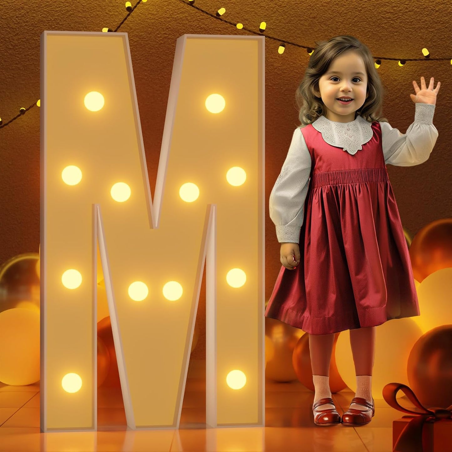 Marquee Letters 4 Feet Tall Large Light Up Letters M Wedding Mr and Mrs Sign Marry Me Engagement Party Decor Yellow Light Birthday Decorations Balloon Arch Kit Foam Sign M