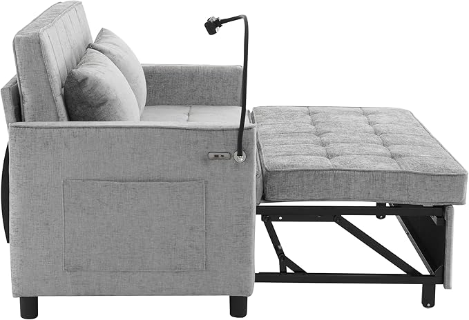 3 in 1 Convertible Sleeper Sofa Bed, 56.9" Small Pull Out Couch Bed - Image 5