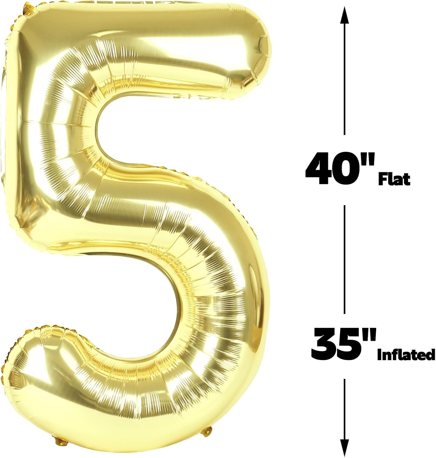 Large Champagne Gold 40 Inch Birthday Number 5 Balloon, Light Gold Five 5th 15 25 35 50 55 Birthday Anniversary Celebration Decorations, Foil Mylar Helium Numbers 5 Balloons Girl Boy Party Supplies