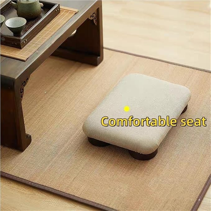 Japanese Tatami Low Stool, Wooden Footstool, Compact Bed Stool, Comfortable - Image 4