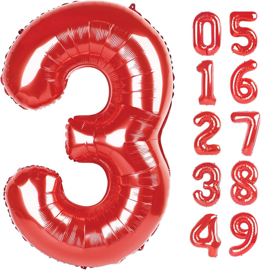 Number Balloon 40 Inch Red 3 Balloon, Mylar Foil Number 3 Balloon Red, Three 3rd 3 13 23 31 32 33 38 Birthday Party Graduations Anniversary Decorations