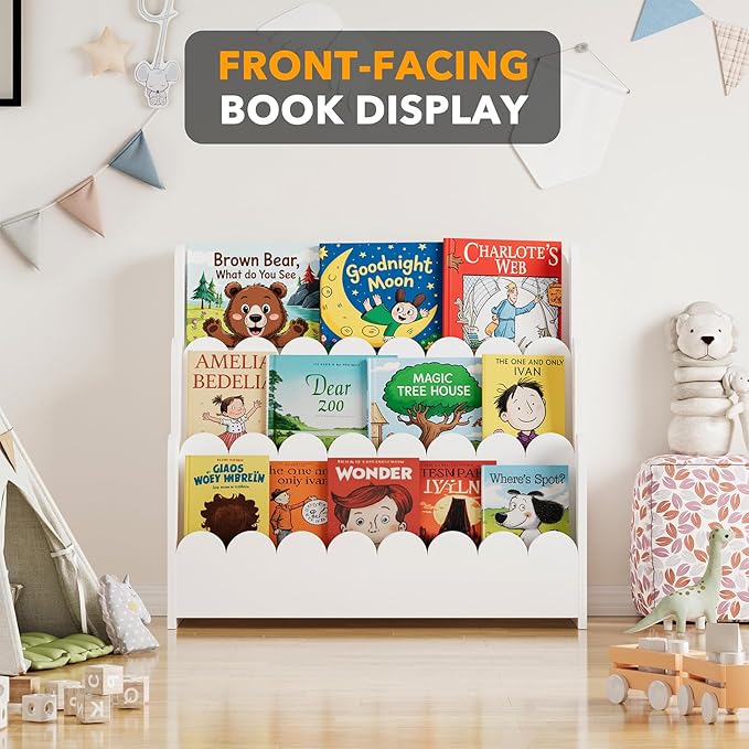 SpaceAid 3-Tier Scalloped Bookshelf, Montessori Bookcase - Image 5