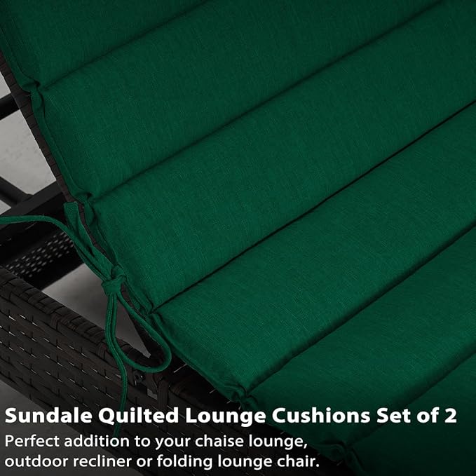 Sundale Outdoor Olefin Quilted Lounge Cushion Set of 2, Patio Foldable Chaise - Image 6