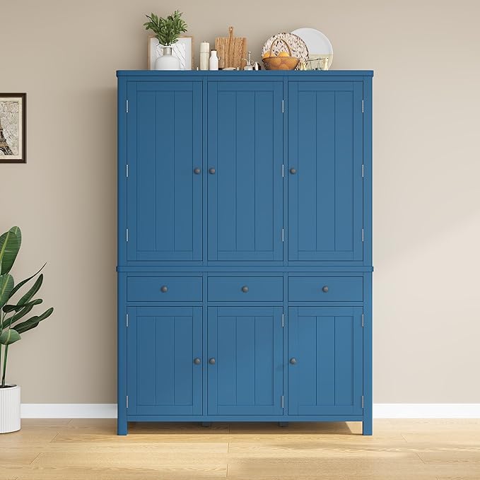 74.8''H High Freestanding Kitchen Pantry, Wooden Kitchen Organizers Cupboard - Image 4