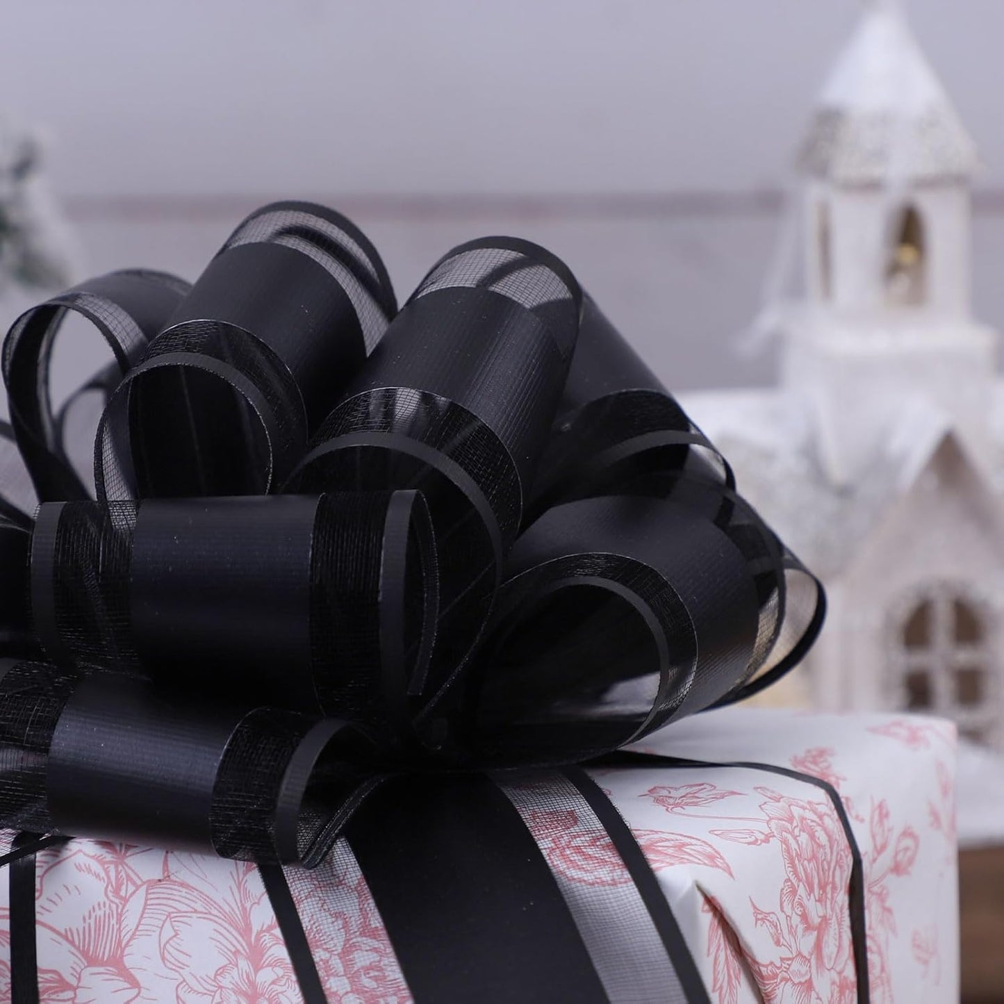 6Pcs 6inch Pull Bow Gift Wrapping,Pull Bow For Gift Basket, Gift Bag Box Wrapping Decor, Valentines Day, Birthday, Anniversary, Wedding, Flower Packaging (Black)