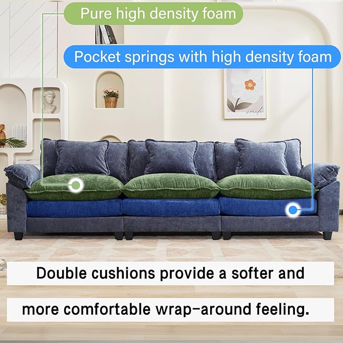 Oprisen 120" Modular Sectional Sofa, Comfy Cloud Couch Sectional, Chenille Sofa - Image 3