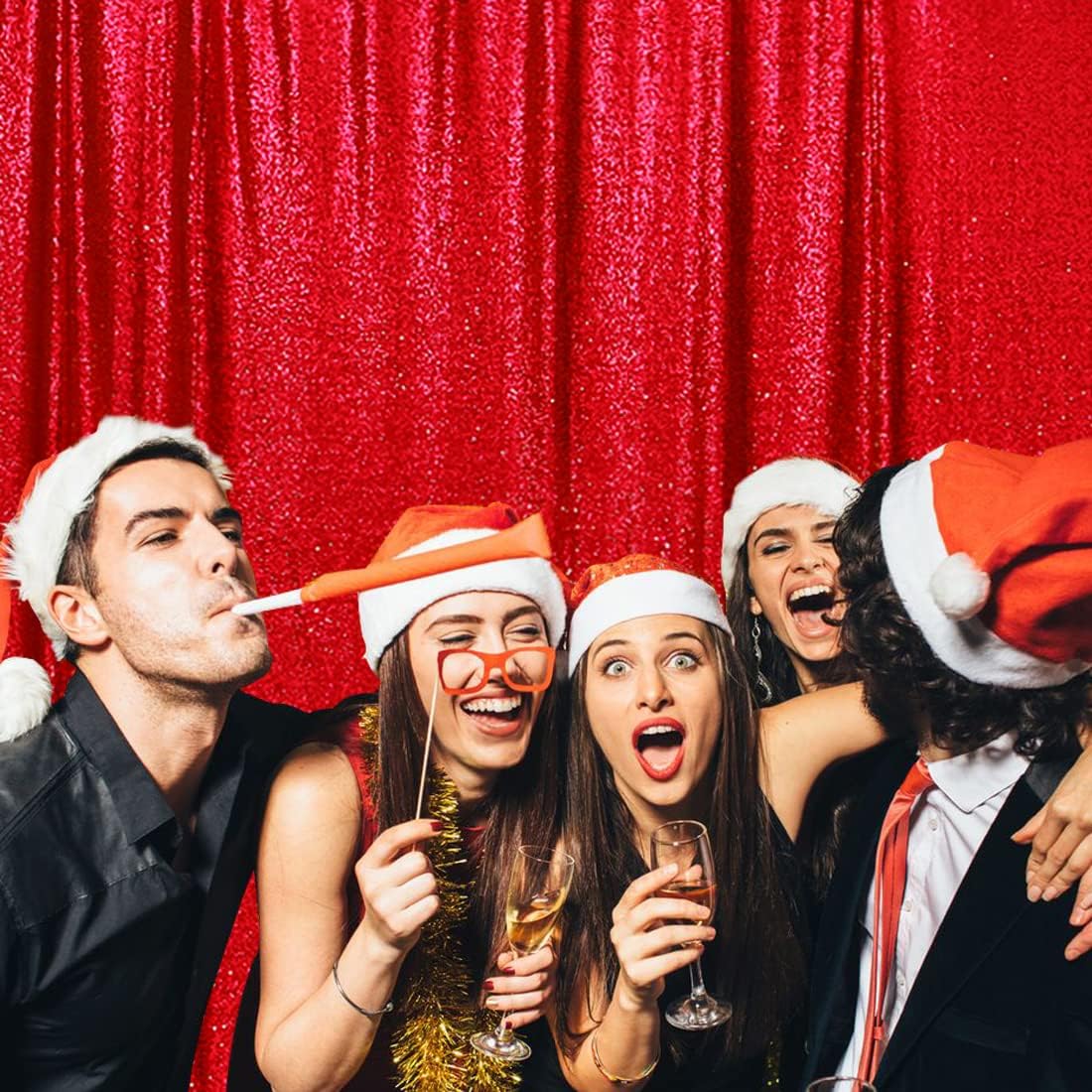 Poise3EHome 6FT x 8FT Sequin Photography Backdrop Curtain for Party Decoration, Red