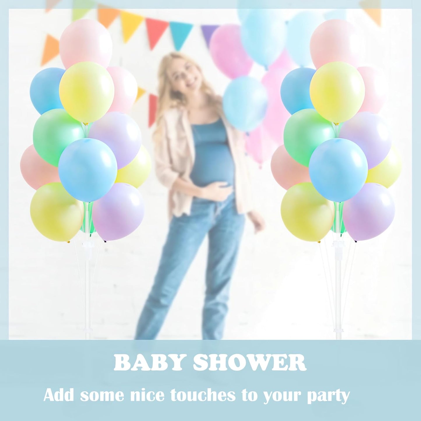 Balloon Column Kit Set of 2 With Balloons Included - Balloon Tower with Stand, Base, and Pole,Backdrop Decoration for Wedding, Baby Shower, Birthday Party, or Bachelorette Parties (Macaron)