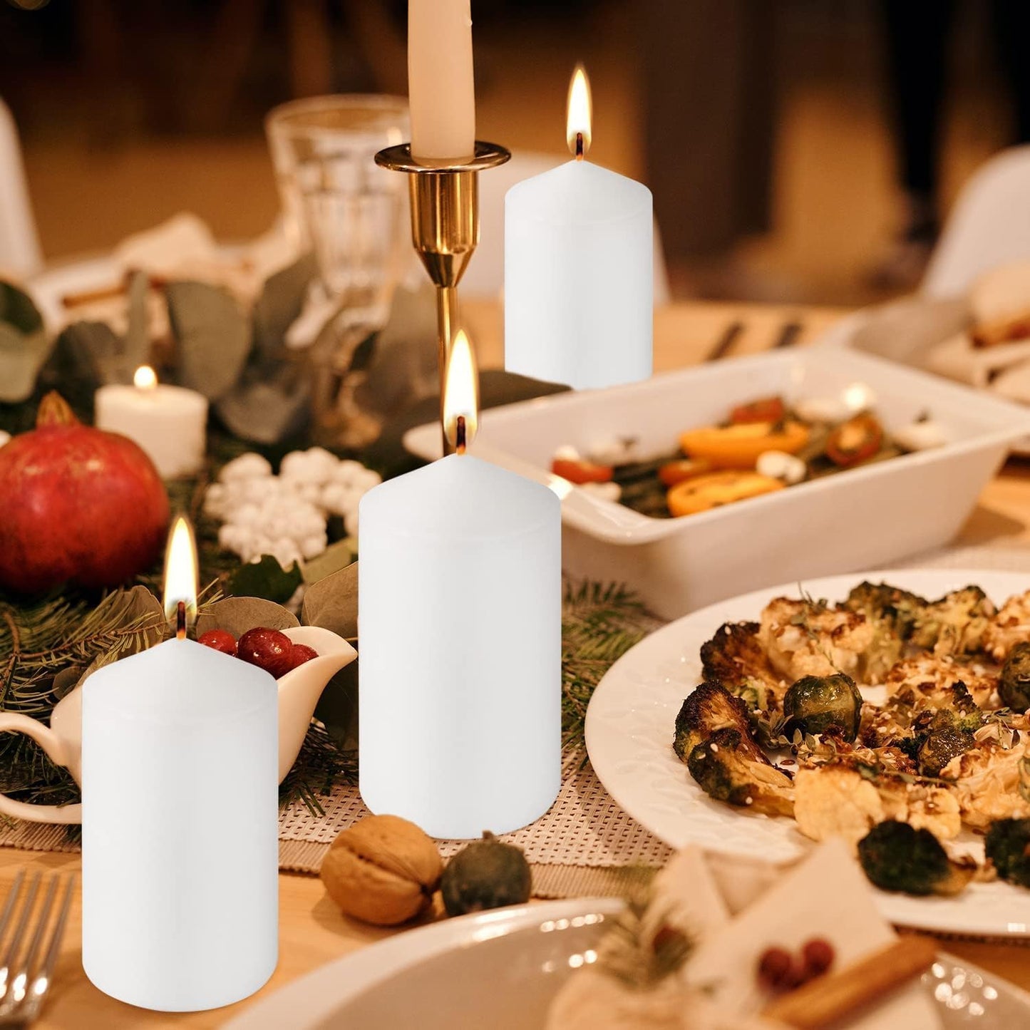 2"x4" High White Pillar Candles, Set of 20 Unscented. Bulk Buy. Ideal for Halloween, Wedding, Emergency Lanterns, Household, Wedding and Home Décor Candlesticks