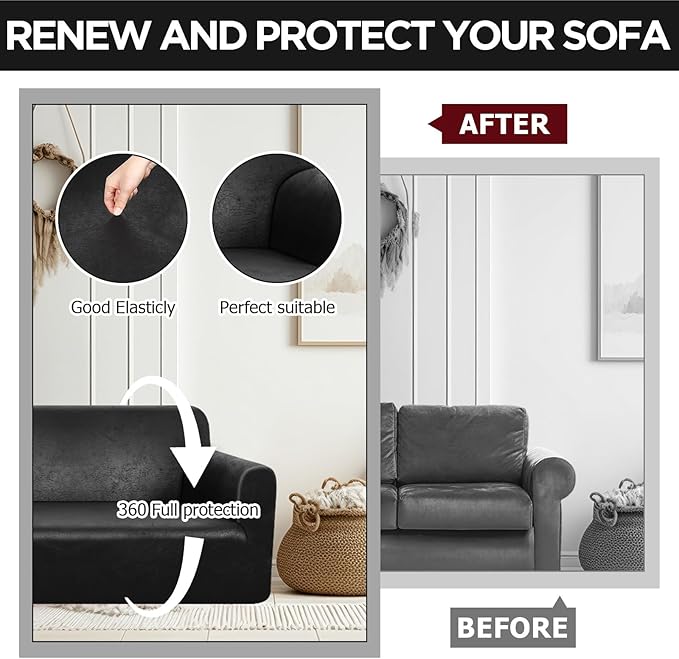 Peryiter 2 Pcs Sofa Covers Couch and Loveseat Covers Set Stretch Sofa Slipcover - Image 6