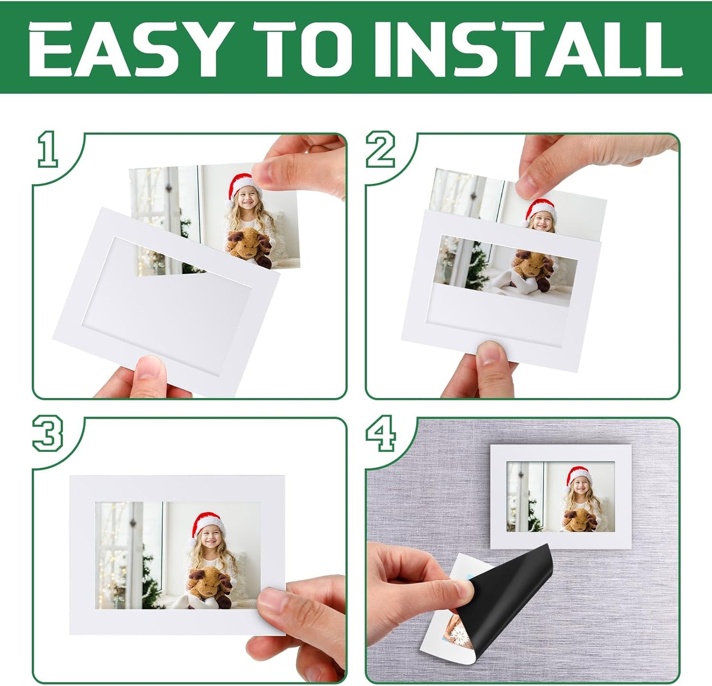 Soaoo 60 Pcs Magnetic Picture Frames Wallet Size 2.5 x 3.5 Inches Reusable Magnetic Photo Sleeves Picture Frame Holder for Home Cabinet Office Graduation Xmas Anniversary Classroom(White)