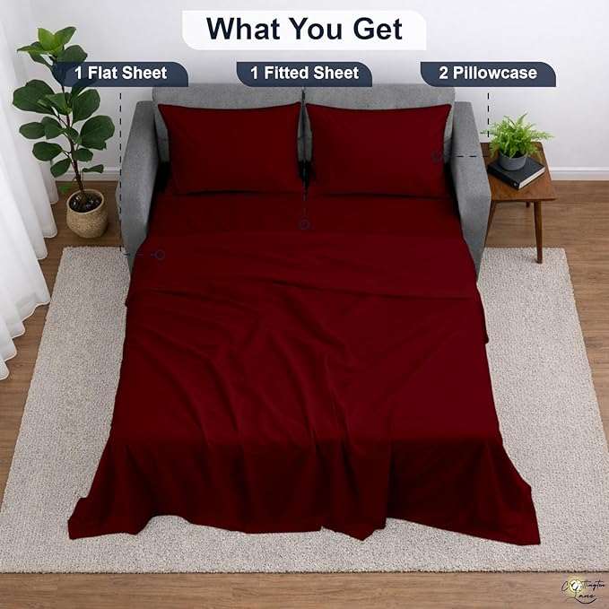 Cottington Lane Sleeper Sofa Sheets Queen Size, 4 Piece Premium Quality 100% - Image 5