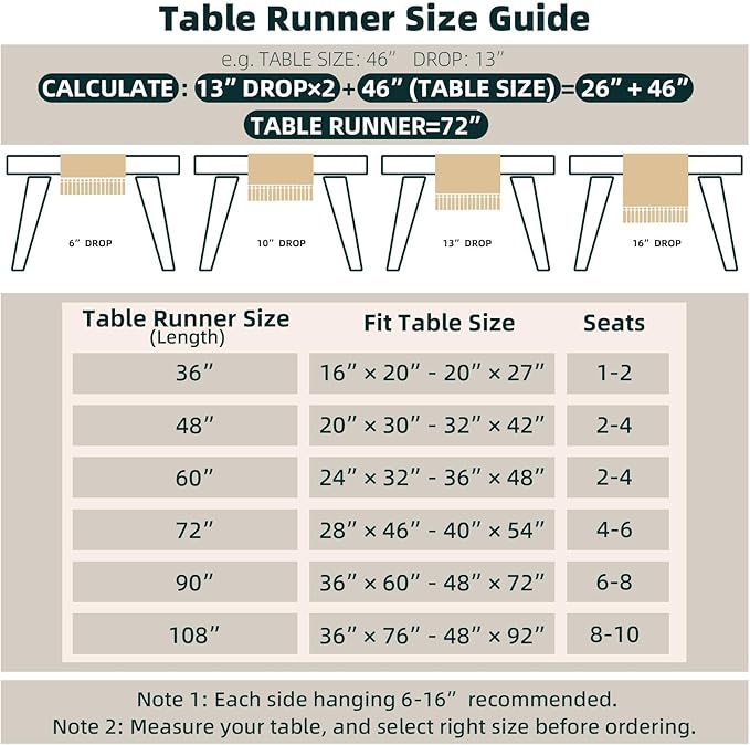 FEXIA Boho Table Runner for Thanksgiving Home Decor 48 Inches Long Farmhouse - Image 3