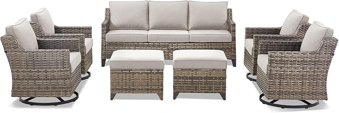 Outdoor Patio Furniture Set-7 Pieces All-Weather Wicker Outdoor Furniture - Image 9
