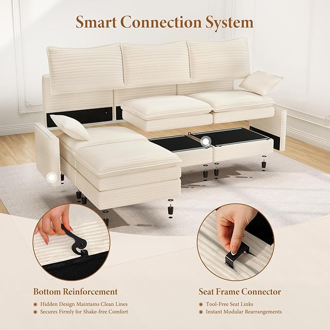 Vesgantti 108" Modular Cloud Couch, Deep Seat Sectional Sofa - Image 5
