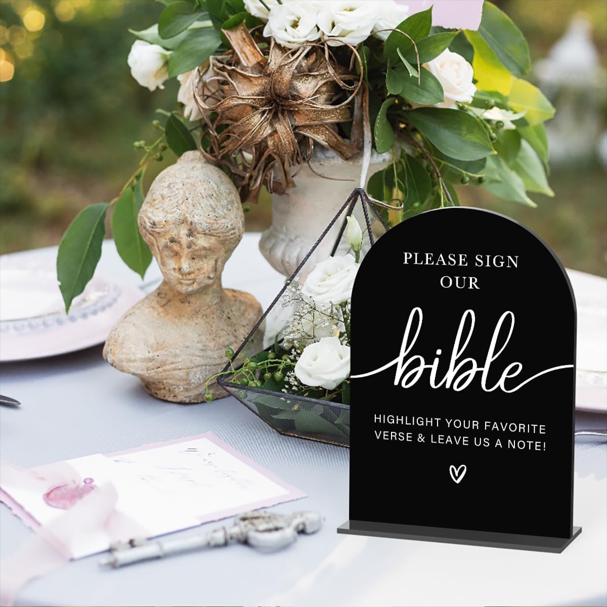 Acrylic Wedding Sign Wedding Signs for Ceremony Please Sign Our Bible Sign for Wedding Modern Calligraphy Arch Acrylic Table Top Sign for Wedding Reception and Event Party Table(black）
