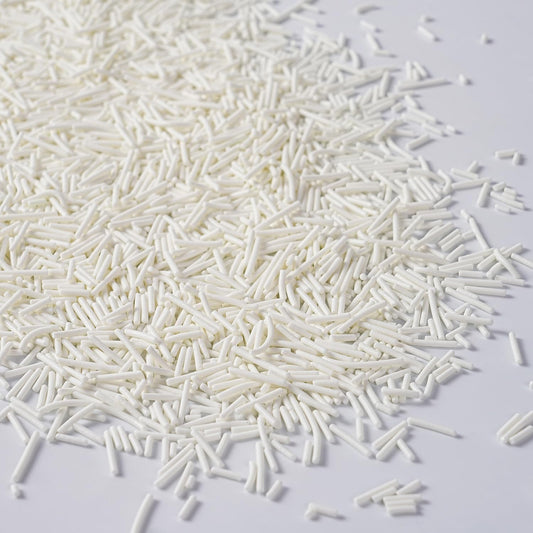 Edible White Sprinkles, White Jimmies Sprinkles, Jimmies for Cake Decorating, Cupcakes, Cake Toppers, Macarons, Cookies, and Ice Cream Toppers(120g/4.23oz)