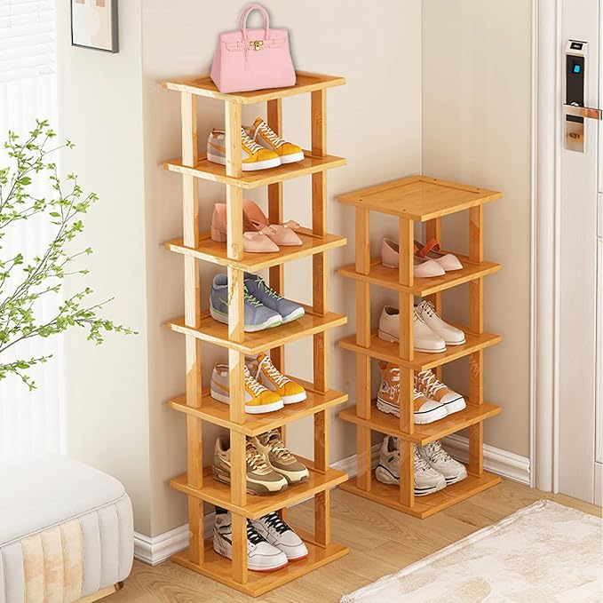 SAN HE Bamboo Shoe Rack 5Tier- Vertical Shoe Rack - Image 3