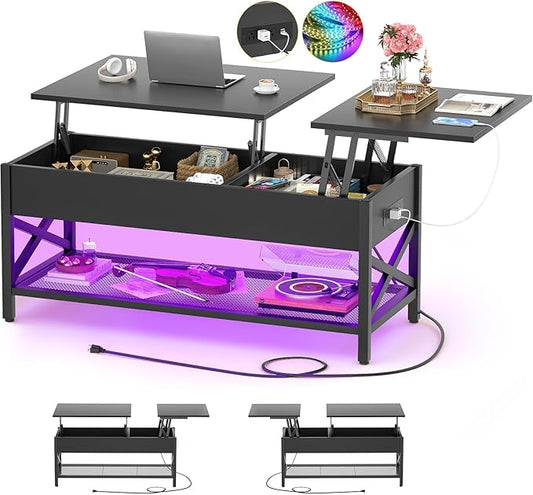 Aheaplus Black Lift-Top Coffee Table by Aheaplus