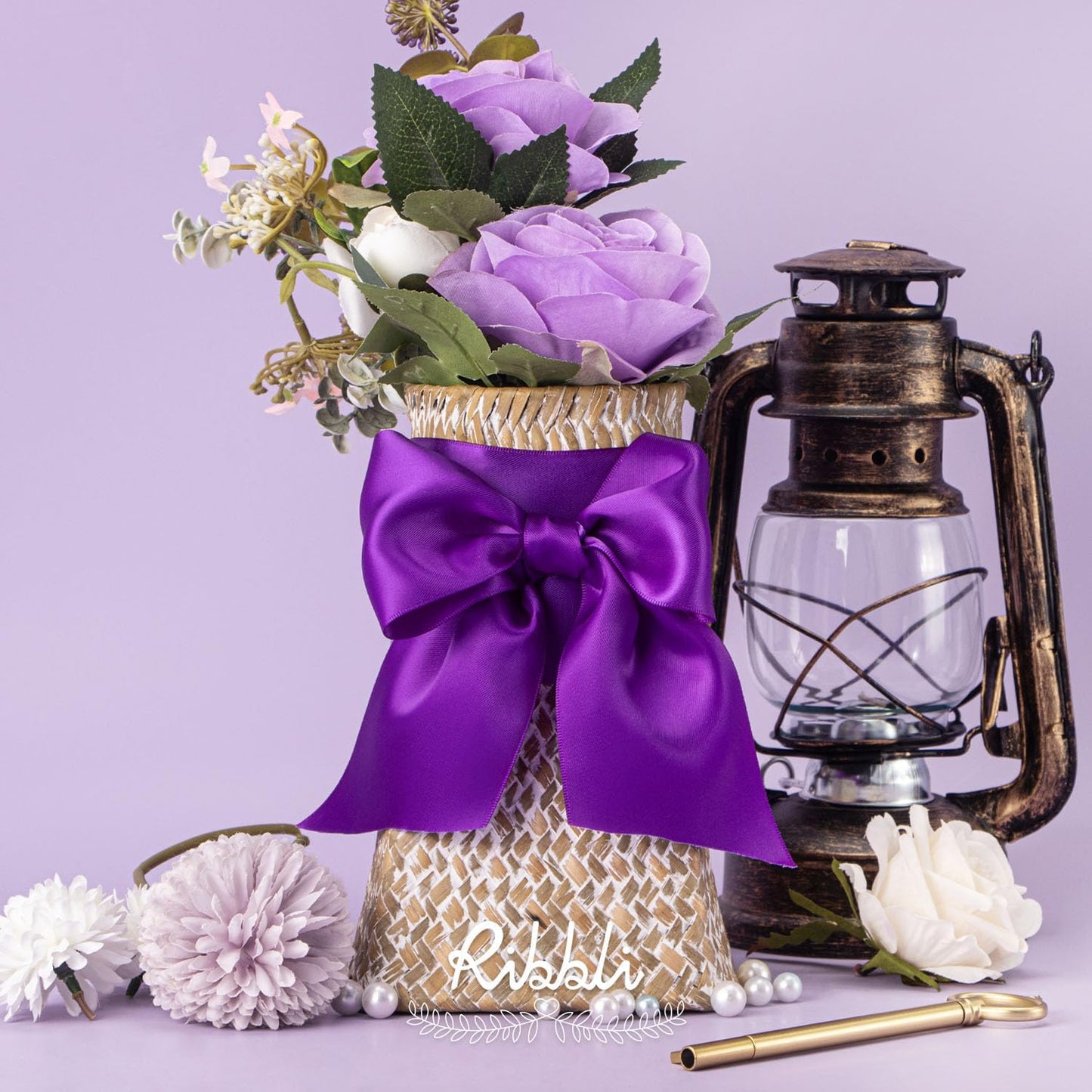 Ribbli Purple Double Faced Satin Ribbon, 3” x Continuous 10 Yards,Use for Bows Bouquet,Gift Wrapping,Floral Arrangement,Wedding Decoration