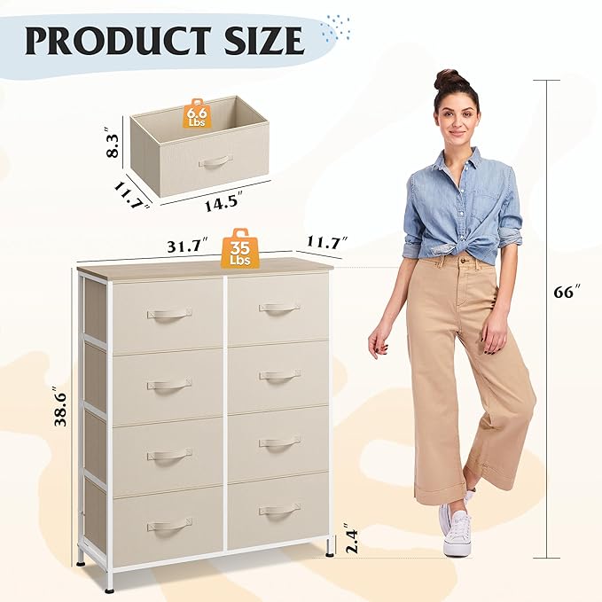 WLIVE Fabric Dresser for Bedroom, Tall Dresser - Image 3