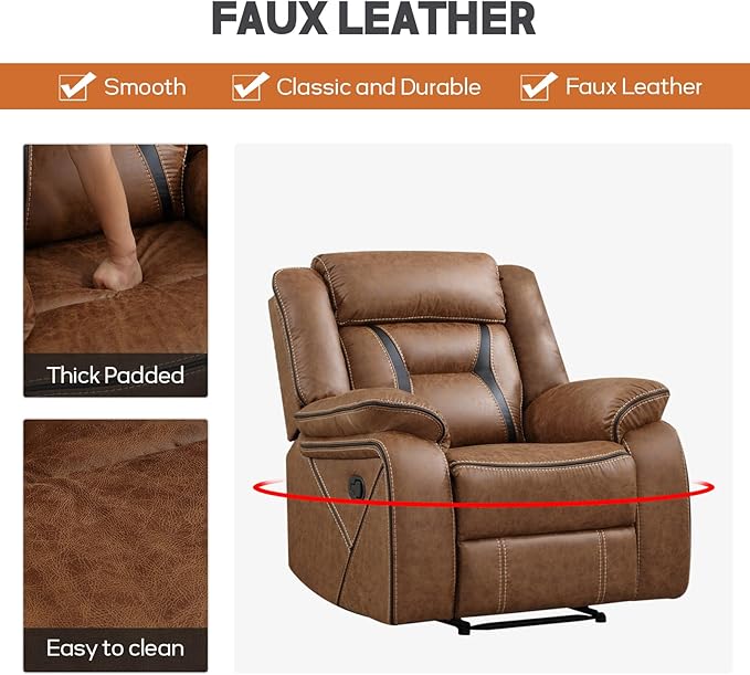 EBELLO Faux Leather Recliner Sofa Furniture Set - Image 5