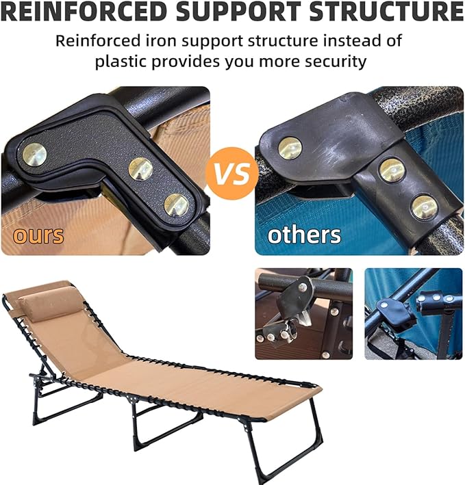 Folding Chaise Lounge Chair Bed - Image 8