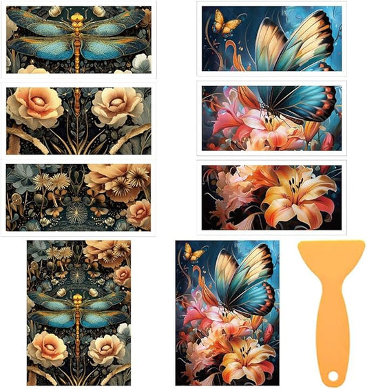 6 Sheets Dragonfly and Butterfly Rub on Transfer by BEUNITONE