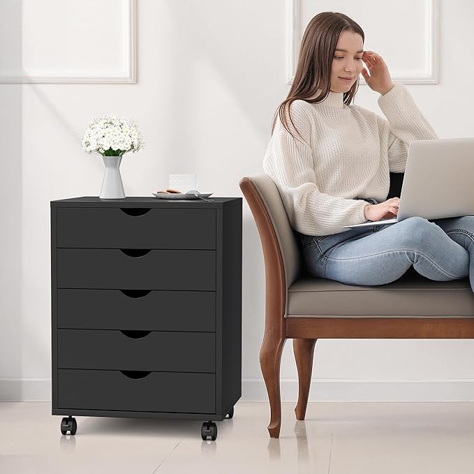 5-Drawer Chest, Office Storage Dresser File Cabinet by SimpleDeluxe